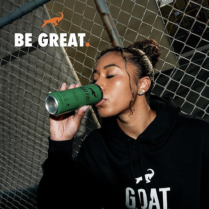 G.O.A.T. Fuel Energy Drink, Co-Founded by Jerry Rice, Natural Caffeine, Electrolytes, BCAAs, Cordyceps & Antioxidants, Light Carbonation Pre Workout, 12 Pack, 12 FL Oz, Black Cherry Ginger Ale