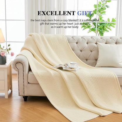 L'AGRATY Knitted Weighted Blanket - 60"x80" 15lbs Cooling Chunky Knit Heavy Blanket for Adults Braided Crochet Throw Thick Cable Yarn Knit Decorative No Beads Evenly Weighted Machine Washable