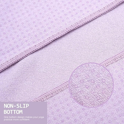 Eunzel Yoga Towel,Hot Yoga Mat Towel with Grip Dots Sweat Absorbent Non-Slip for Hot Yoga, Pilates and Workout 24" x72", Taro Purple