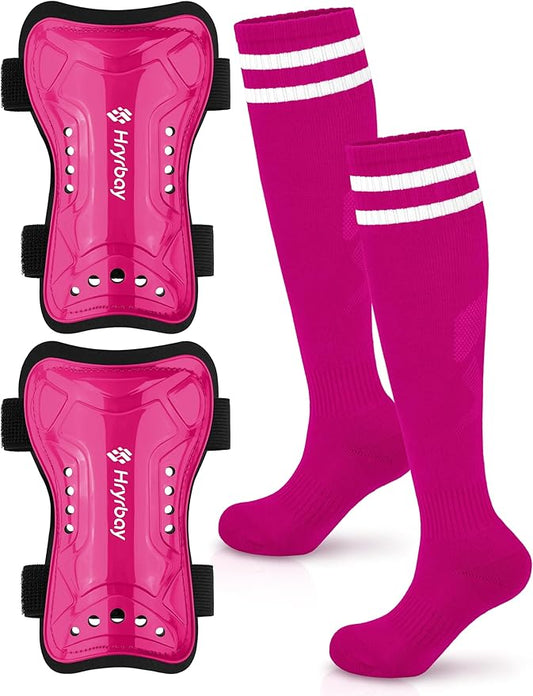 Kids Soccer Shin Guards and Socks Toddler Soccer Shin Pads Protective Defender Gear for 3-15 Years Old Youth Boys Girls
