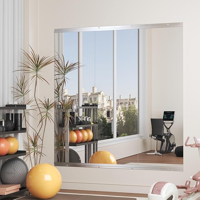 Hasipu Home Gym Mirror 51" L x 17" W - 3PCS Large Full Body Mirror for Yoga, Wall-Mounted Mirrors for Fitness, Garage, Dance Studio, 0.16in Tempered Glass Frameless