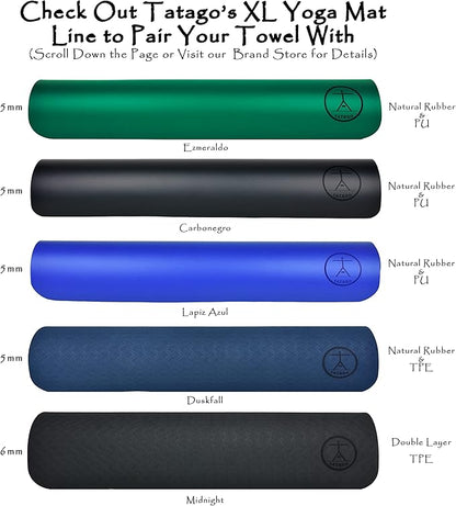 Tatago Hot Yoga Mat Towel Non Slip for Hot Yoga (72-84 inch Mats) Our Hot Yoga Towel Non Slip Silicone Dabs & Absorbent Microfiber Blend Gives You More Grip As You Drip! (Azuloro, XL - 84")