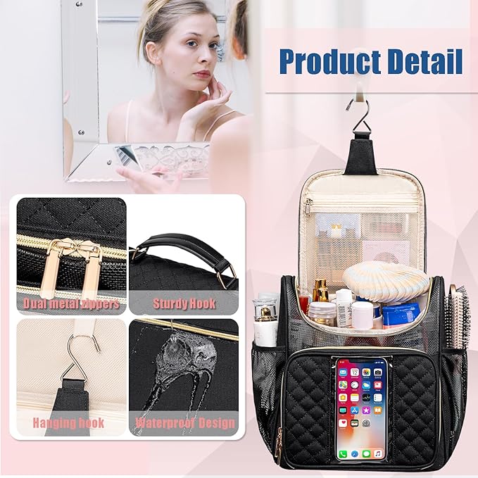 Large Toiletry Bag for Women Men,Portable Shower Caddy For College Dorms,Gym Shower Bag for Women, Quick Dry Hanging Toiletry Bag Bathroom Accessories Bag for Traveling, Camping Essentials