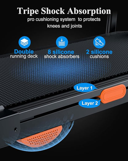 8.7MPH Walking Pad Treadmill for Home with Incline, 3.5HP Real Brushless Treadmill with Incline 350 lb Capacity, Double Deck Running Desk Treadmills Support App and Pre-Set Mode