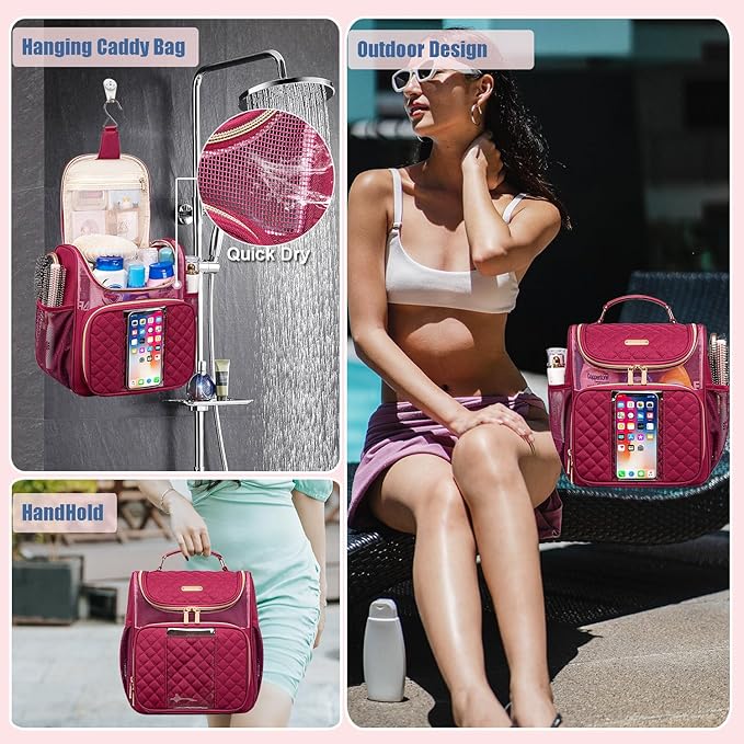 Large Toiletry Bag for Women Men,Portable Shower Caddy For College Dorms,Gym Shower Bag for Women, Quick Dry Hanging Toiletry Bag Bathroom Accessories Bag for Traveling, Camping Essentials