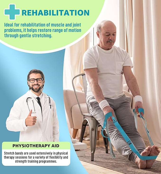 HiRui Stretching Strap Yoga Strap with Door Anchor, 14-Loops Non-Elastic Stretch Straps for Physical Therapy, Pilates, Dance, Gymnastics | Stretch Band with Workout Guide for Women & Men