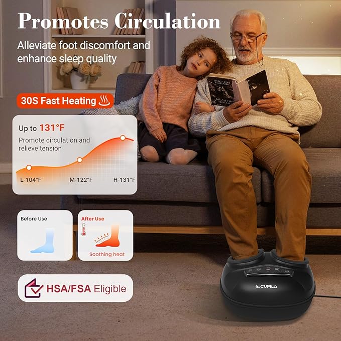 FSA Foot Massager with Heat and Remote - HSA Eligible, Feet Massager for Plantar Fasciitis & Neuropathy, Shiatsu Deep Kneading for Foot Pain Relief, Gifts for Mom Dad, Fits Up to Size 13