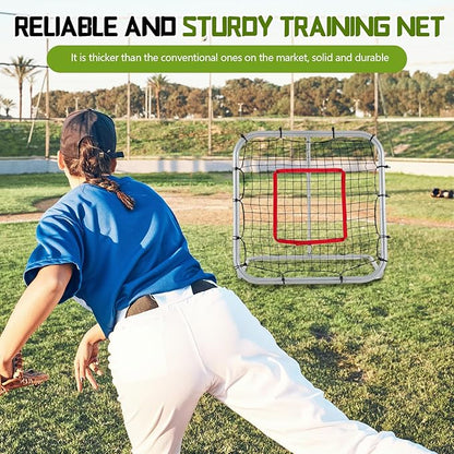 3' x 3'/1.67' x 1.67' Pro Portable Baseball and Softball Rebounder Adjustable Heavy Duty Pitch-Back Net with Bag Strap Fielding Trainer Net 3 Angles Ground Balls Line Drives Pop Flies