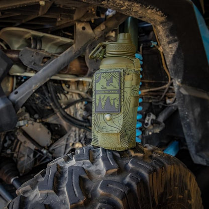 Iron InfideI Battle Bottle Sleeve - 64 oz and 32 oz Water Bottle Sleeve Only for Half Gallon 1L Steel Water Bottle | Rugged Cover with Molle for Versatile Design with Storage for Phone, Wallet & Keys