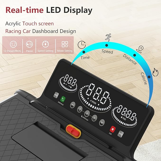 Foldable Treadmill with Incline Treadmill with Home Removable Desk Workstation 3.0 HP 3 in 1 Folding Small Compact Walking Treadmills 300 Lbs Capacity for Home Office