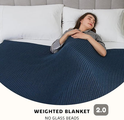 L'AGRATY Knitted Weighted Blanket - 60"x80" 20lbs Cooling Chunky Knit Heavy Blanket for Adults Braided Crochet Throw Thick Cable Yarn Knit Decorative No Beads Evenly Weighted Machine Washable