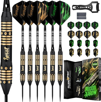 IgnatGames Premium Steel Tip Darts – 3/6/12 Pack Brass Barrels with Aluminum Shafts, 16 GlideXPro Flight Set, Tool Kit & Giftable Case