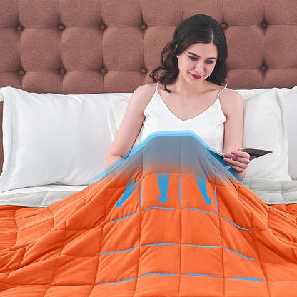 King Size Weighted Blanket for Adults (30 lbs, 80” x 87”, Orang) Cooling Heavy Blanket for Sleeping Perfect for 290-310 lbs, Breathable Blanket for Adults & Couple All Season, Machine Washable