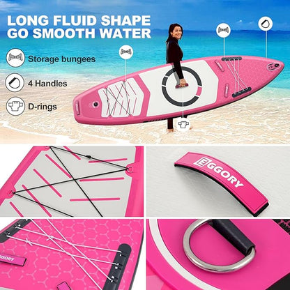 Inflatable Paddle Board,Stand Up Paddle Board Set, Extra Wide SUP Board with Removable Fin, Floating Paddle, Hand Pump, Waterproof Phone Pouch,Traveling Board