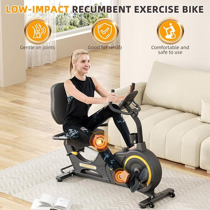 VANSWE Recumbent Exercise Bike, Recumbent Stationary Bikes for Home 400 LBS Weight Capacity, Exercise Bike for Home Seniors with Smart App and Bluetooth Connectivity, LED Display, Pulse Handle