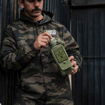 Iron InfideI Battle Bottle Sleeve - 64 oz and 32 oz Water Bottle Sleeve Only for Half Gallon 1L Steel Water Bottle | Rugged Cover with Molle for Versatile Design with Storage for Phone, Wallet & Keys