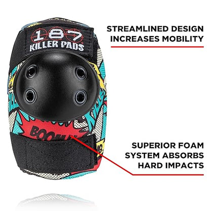 187 KILLER PADS Knee Pads, Elbow Pads Combo Pack, Comic, X-Small/Small