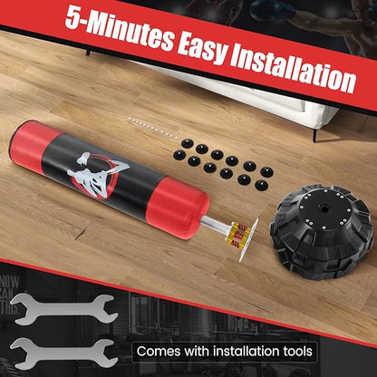 GYMAX Punching Bag for Adults, 70” Punching Stand with Suction Cup Base, TPR Shock Absorber & Multi-Layer Construction, Standing Punching Bag, Heavy Duty Boxing Equipment for Kickboxing MMA Muay