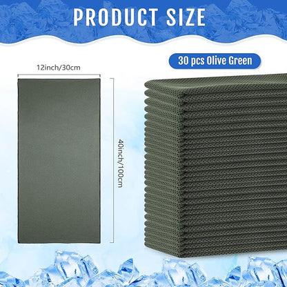 Hosuly 30 Pack Cooling Towels, 40"x12" Ice Breathable Soft Chilly Sweat Rag Microfiber Workout Rags for Gym Cooling Towels for Neck and Face for Yoga Golf Sport Running