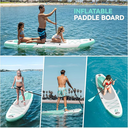 FBSPORT 11FT Premium Inflatable Stand Up Paddle Board with Electric Pump, Yoga Board with SUP Accessories & Carry Bag | Wide Stance, Surf Control, Non-Slip Deck, Leash and Paddle for Youth & Adult