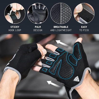 FIGHTECH Workout Gloves for Men and Women, Fingerless Weight Lifting Gloves with Cushioned Palms, Gym Gloves for Exercise Fitness Training Climbing Cycling, Breathable and Lightweight