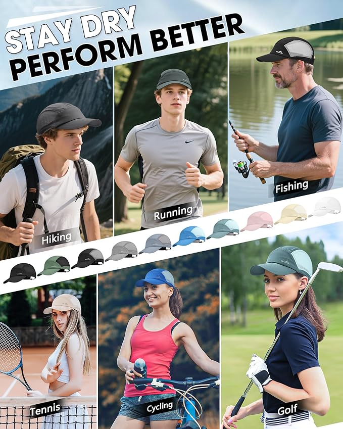 GXCROR Performance Baseball Cap for Men & Women - UPF 50+ Running Hat, Lightweight Quick-Dry Sports Hat for Golf, Hiking, Gym