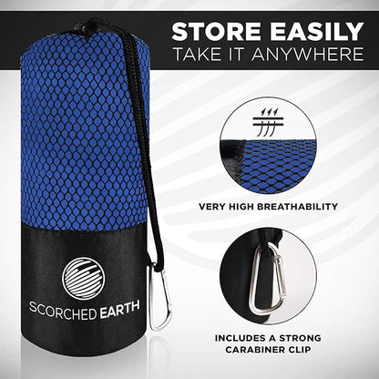 ScorchedEarth Microfiber Travel & Sports Towel Set (Royal Blue) - XL Set (39x70.5 & 12x24)
