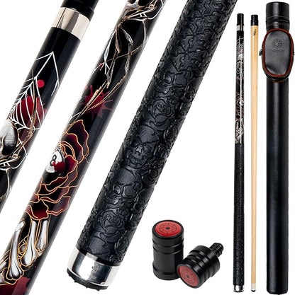 Collapsar CBP Pool Stick with 1X1 Hard Case,13mm Tip with Low Deflection Technology Billiard Cue,58" 2-Pieces 19-21 oz Professional Pool Cue Set