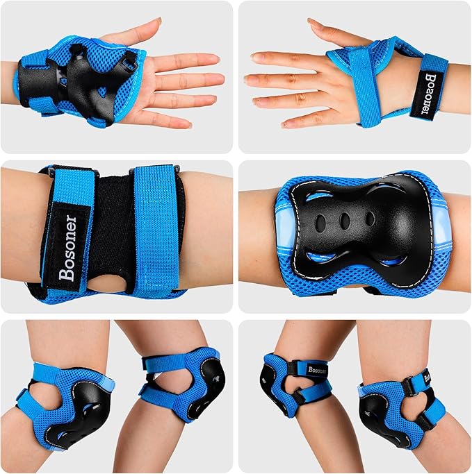 BOSONER Kids/Youth Knee Pad Elbow Pads Guards Protective Gear Set for Roller Skates Cycling BMX Bike Skateboard Inline Skatings Scooter Riding Sports
