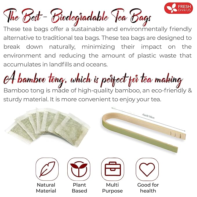 FRESHDRINKUS 115 Hibiscus Flowers Tea Bags, 100 Percent Natural, Pure from Hibiscus Flowers. Loose Flower Hibiscus Herbal Tea. Hibiscus Flower Tea. No Sugar, No Caffeine, No Gluten, Vegan.