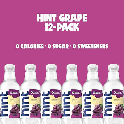 Hint Fruit-Infused Bottled Water, Grape - Sugar Free Flavored Water with Zero Calories, Naturally Flavored, and No Artificial Sweeteners - 16 Fl Oz (Pack of 12)