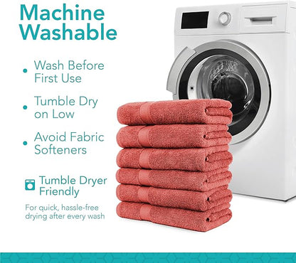 Pleasant Home Bath Towels Set of 6 (24” x 50”) 100% Cotton, 515 GSM | Lightweight, Soft & Absorbent Luxury Towels for Bathroom | for Gym, Pool & Spa | 6 Pack, Red