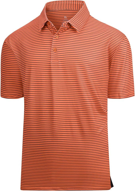 Esabel.C Jacquard Golf Shirts for Men Moisture Wicking Short Sleeve Performance Dry Fit Active Mens Polo Shirts