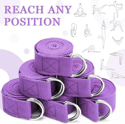 Leyndo 24 Pieces Yoga Strap Stretching Pilates Exercise Adjustable Straps 6 ft Non Elastic Yoga Belt with Adjustable D Ring Buckle for Pilates Gym Workouts Fitness