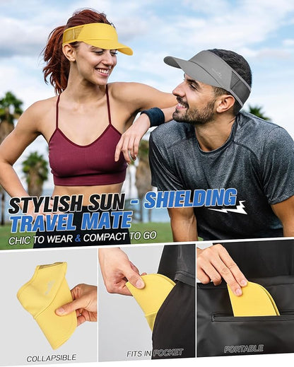 GXCROR Sports Sun Visor Hat Men Women, Lightweight Breathable Quick Dry Sports Sun Hat for Running Golf Tennis