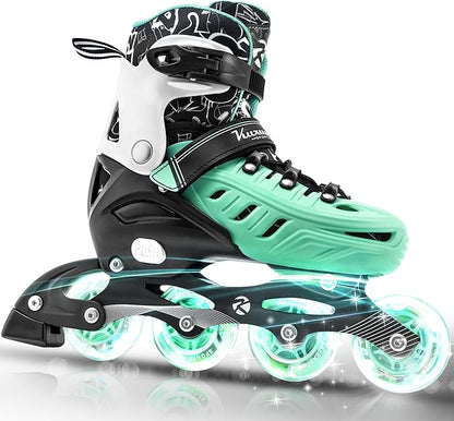 Inline Skates for Kids and Adult, Adjustable Fun Illuminating Skates for Girls, Boys, Women and Men Outdoor and Indoor, Beginner