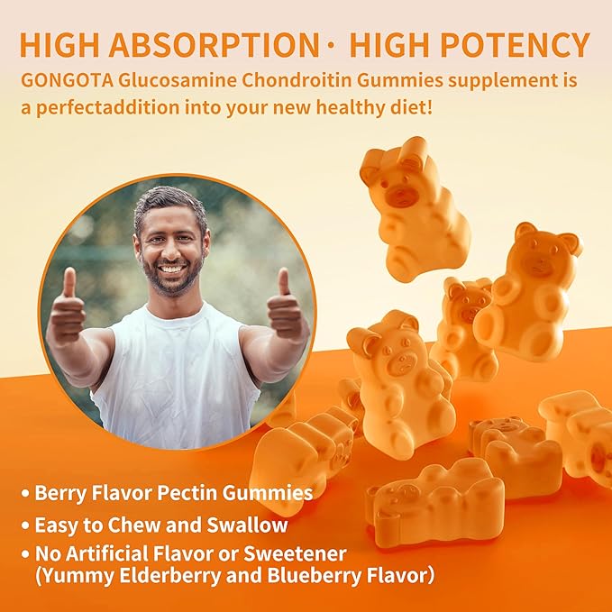 Glucosamine Chondroitin Gummies with MSM & Elderberry Extra Strength - Joint Support, Antioxidant Immune Support Supplement for Adults, Men & Women.(2 Pack)