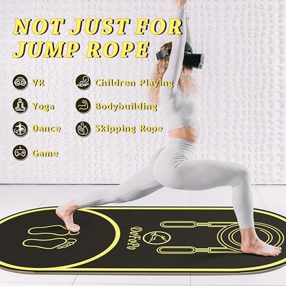 Jump Rope Mat 63"x27" Exercise Fitness, Non-Slip Indoor Outdoor Crossrope Mat, 6mm Thick High-Density Workout Jumping Pad for Home Gym Flooring and Concrete