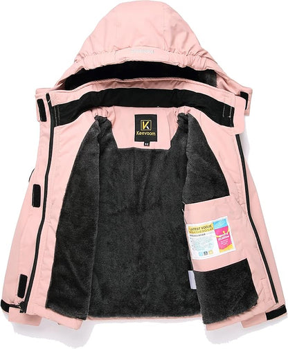 Keevoom Girl's Ski Jacket Winter Warm Thick Snow Coat Windproof Kids Outdoor Hooded Jackets