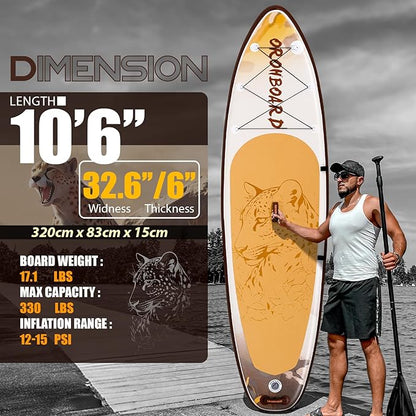 10’6/11’6 Inflatable Stand Up Paddle Board with Premium Paddleboards Accessories, Wide Stable Designed SUP Paddleboard for Adults & Youth.