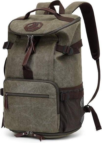 Kalesi Gym Duffle Bag Backpack 4-Way Vintage canvas with Shoes Compartment for travel Sport Hiking laptop (Vintage green)