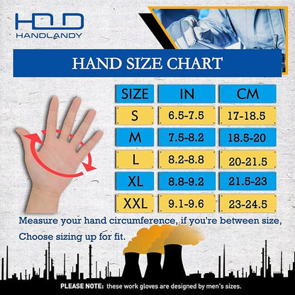HANDLANDY Mens Work Gloves Touch screen, Utility Mechanic Gloves, Flexible Breathable Fit- Padded Knuckles & Palm