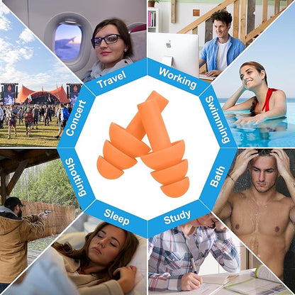 Ear Plugs for Swimming,Sleeping Noise Cancelling,Snoring,Shoting,Working, Reusable Silicone Earplugs, Super Soft Ear Plug for Noise Reduction, Ears Protection (8 Colors)