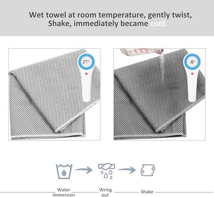 Biange Cooling Towel (Pack of 20, 40"x12") with Pouches for Sports, Workout, Fitness, Gym, Yoga, Golf, Pilates, Travel, Camping & More