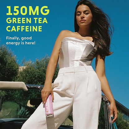 GORGIE Sugar Free Natural Energy Drinks, Wild Berry (12 Pack) - Healthy Energy Drinks - Natural Coffee Replacement with Green Tea Caffeine and Biotin - 150mg Caffeine, Vegan, & Low Calorie