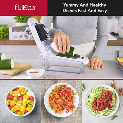 Fullstar The Original Pro Chopper - Vegetable Chopper and Spiralizer, Food Chopper with Container, Fruit Slicer, Kitchen Gadgets & Accessories, Home Essentials (2 in 1, White)