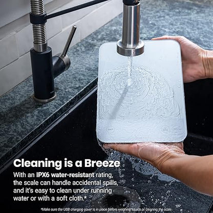 Etekcity Food Kitchen Scale, 22lb Digital Weight Scale Grams and Ounces Rechargeable Waterproof Tool for Weight Loss, Cooking, Baking, Meat, Bread, Large 0.05oz/1g Accuracy