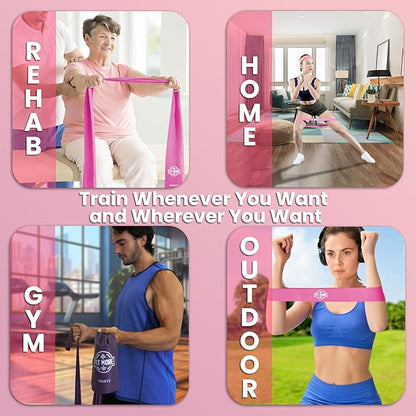 Resistance Bands for Women with Online Workouts Included - Set of Loop & Flat Bands | Ideal for Tone and Sculpt Body at Home, Pilates, Yoga or Rehab with Safe Guided Training