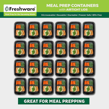 Freshware Meal Prep Containers [50 Pack] 1 Compartment Food Storage Containers with Lids, Bento Box, BPA Free, Stackable, Microwave/Dishwasher/Freezer Safe (16 oz)