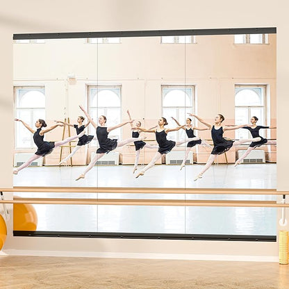 Hasipu 94''x39'' Home Gym Mirror Large Full Length Wall Mounted Full Body Mirror for Yoga Dance Fitness Exercise Studio Bedroom Garage, Frameless Tempered Glass Workout Mirrors Black Rectangular